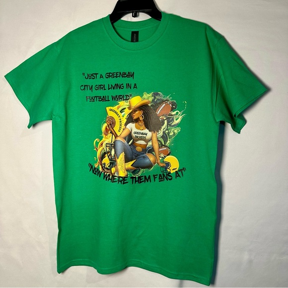 Green Bay Packers Graphic Tee with Football Theme - Picture 2 of 2